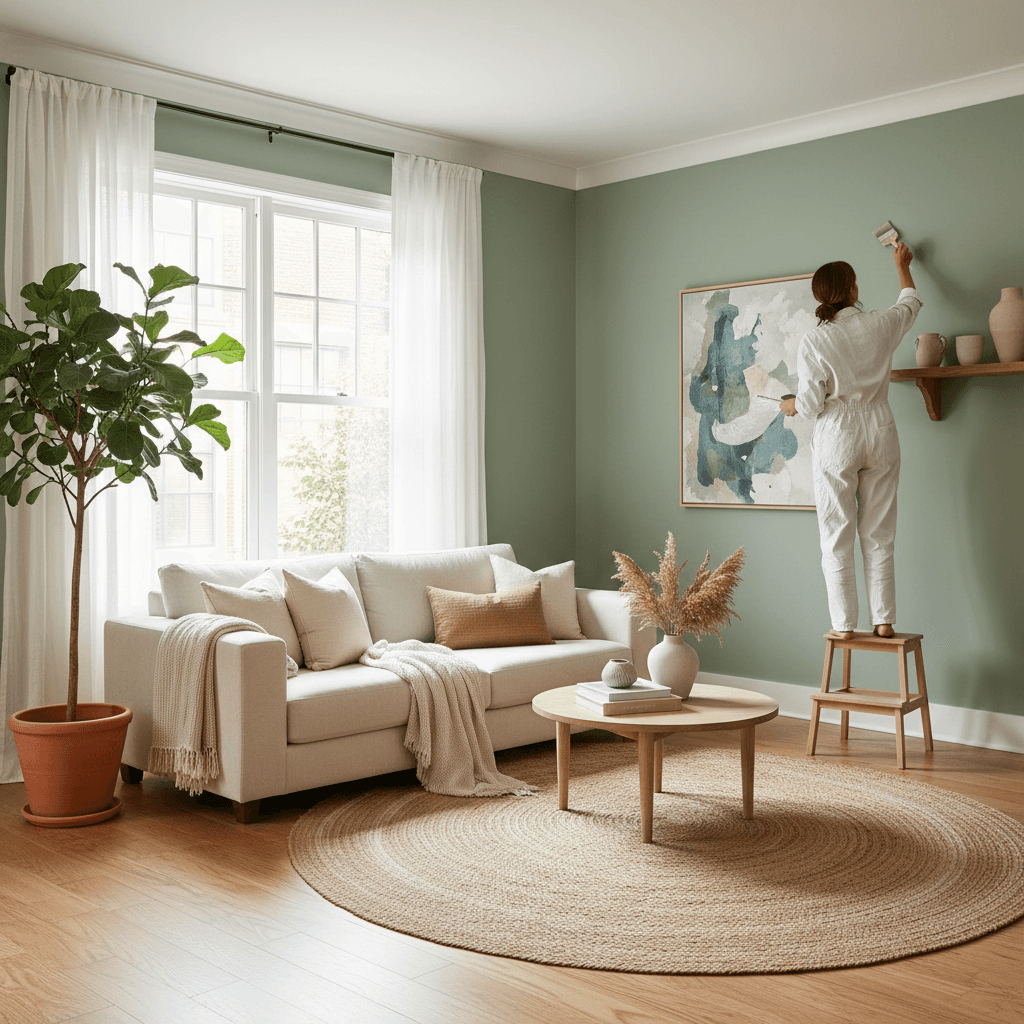 Freshly painted interior room with natural lighting showcasing the transformation