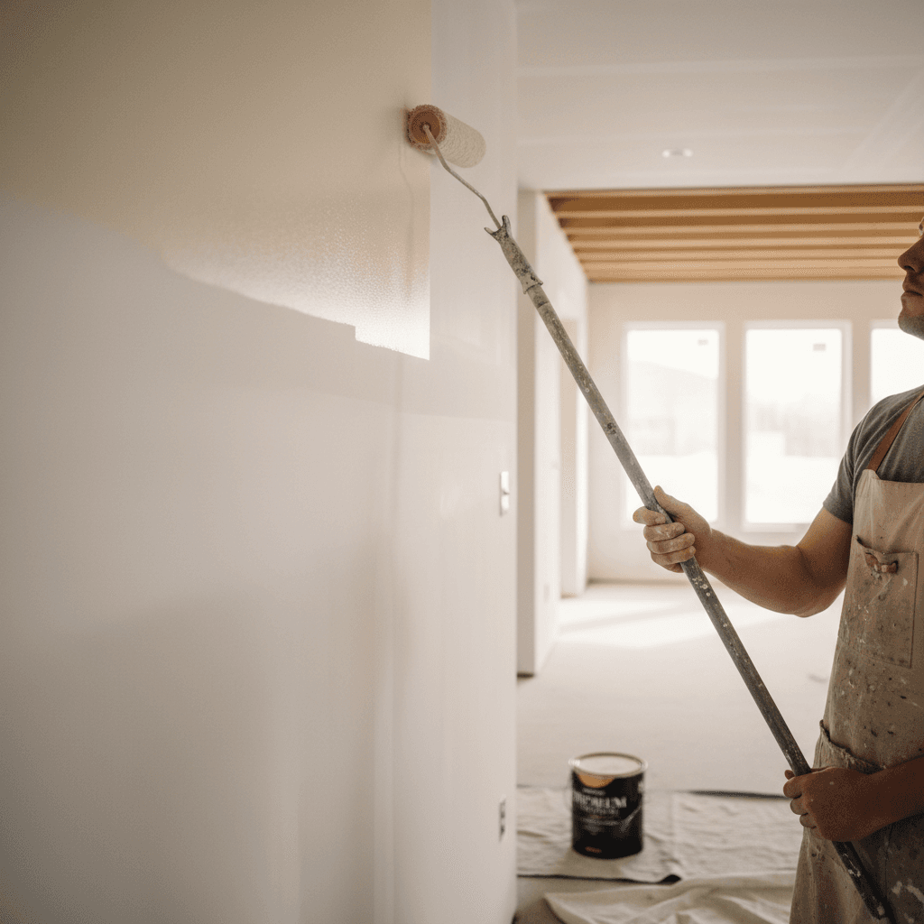 Interior finish painting in new residential home