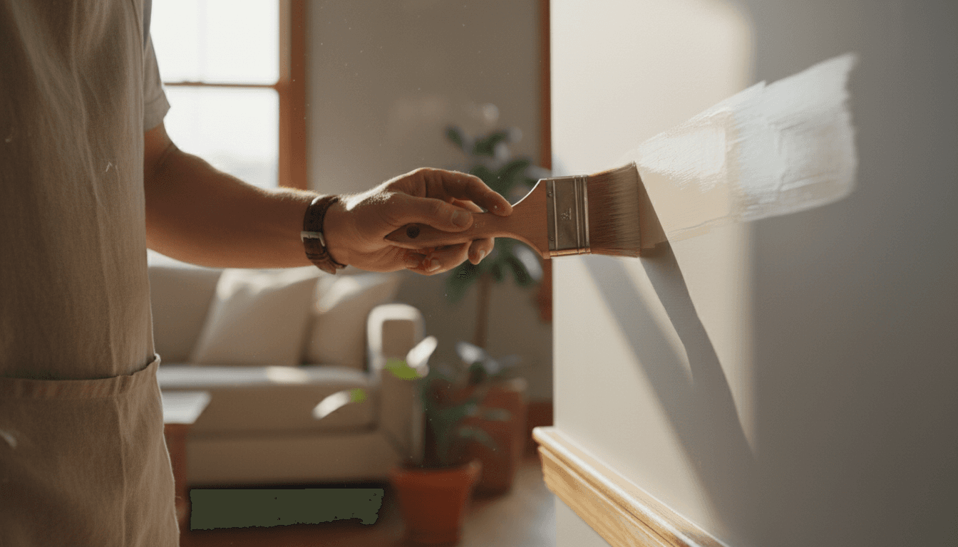 Professional painter applying interior paint with precision and care
