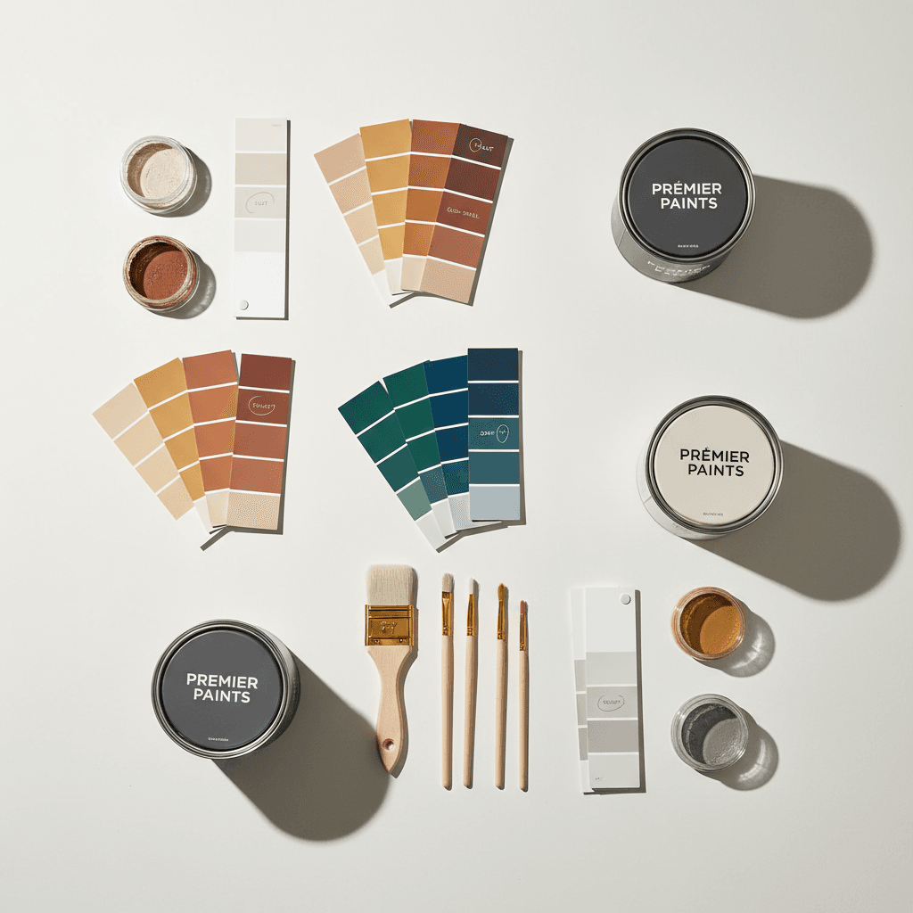 Paint color samples and premium materials displayed for project selection